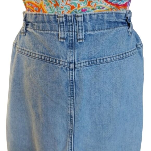 VTG 80s Lee Distressed High Rise Midi Pencil Jean Skirt Size 12 *Fits like Small - Picture 15 of 17